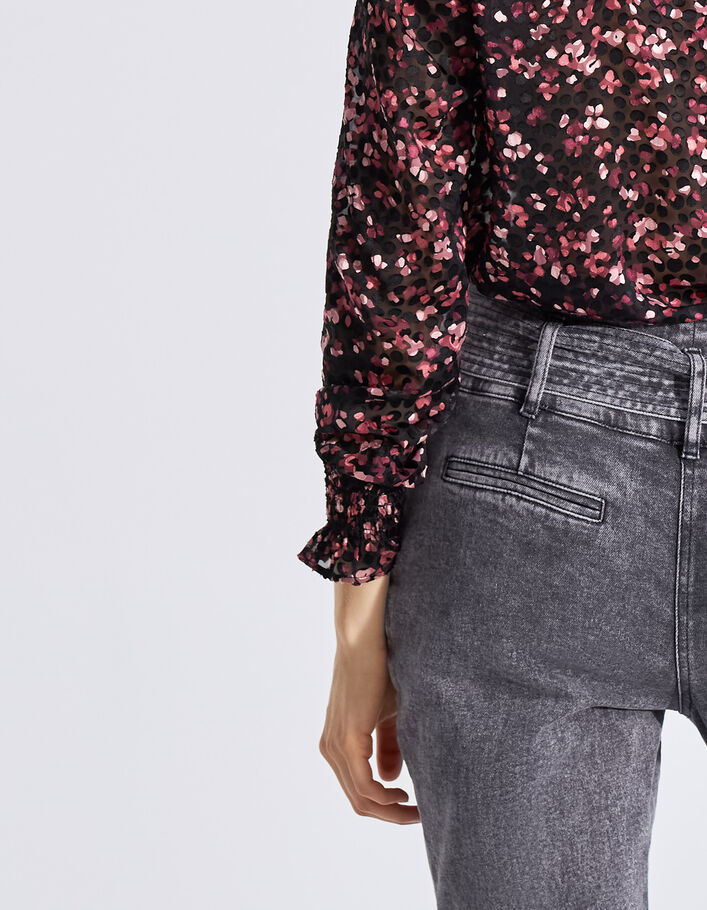 Blouse noire imprimé pink velvet dévoré Femme