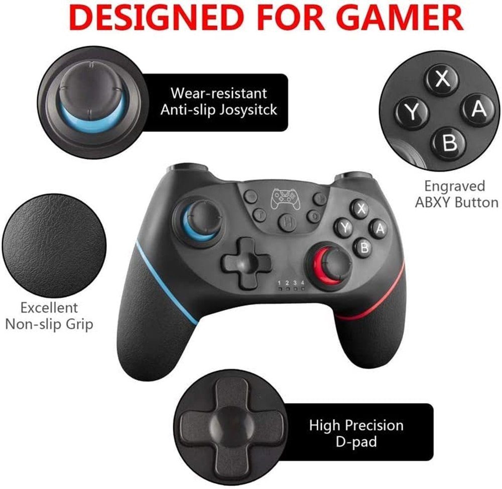 Hikeren Kabelloser Gaming Controller Mit Vibration,Achsen Gyroskop,Komfortabel Gamepad (1 St)
