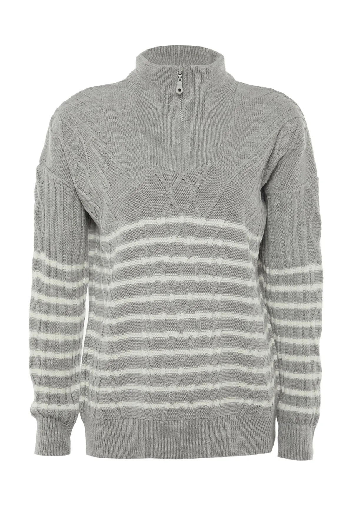 Trendyol Collection  Grauer Strickpullover mit weiter Passform TWOAW22KZ0020
