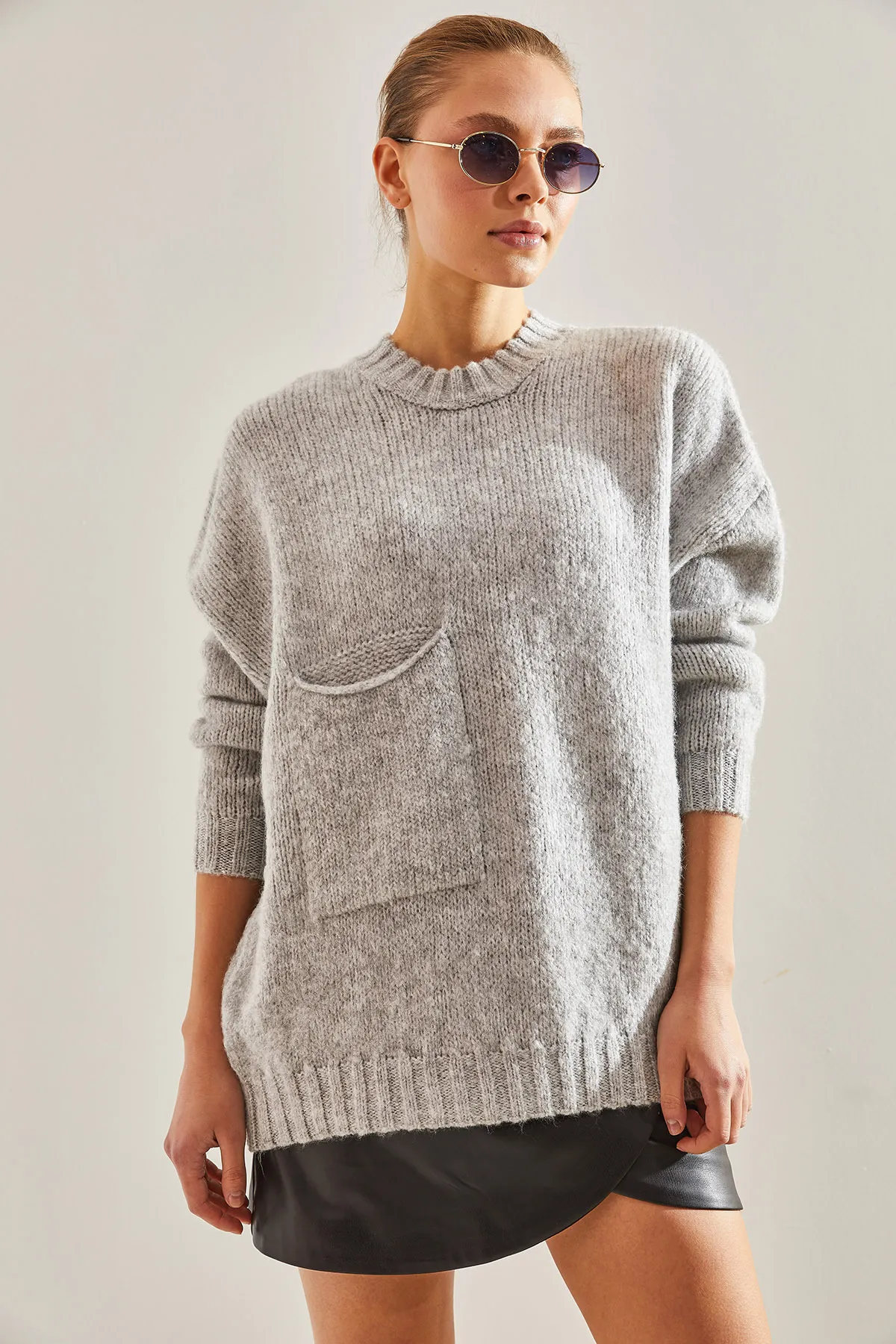 Bianco Lucci  Gemusterter Strickpullover für Damen mit großen Taschen