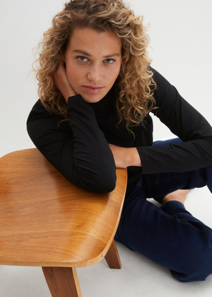 Essential Langarmshirt mit Rollkragen, seamless