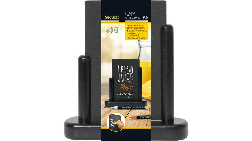 Securit® Tischaufsteller Kreidetafel ELEGANT, klein, schwarz schwarz