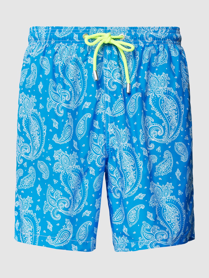 Badehose mit Allover-Print Modell 'LIGHTING' in blau