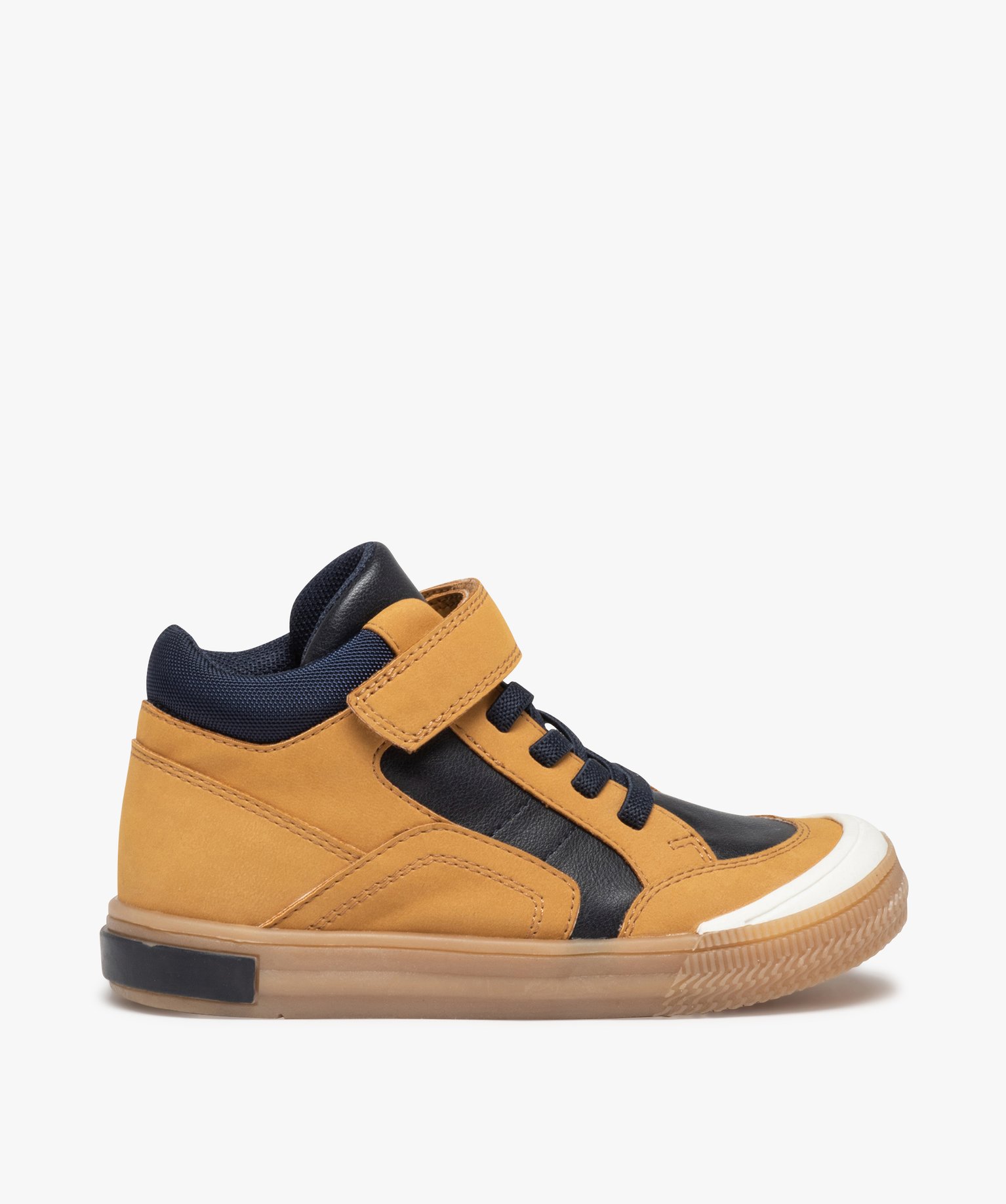 Baskets Garçon mid-cut bicolores à bout renforcé camel | GEMO