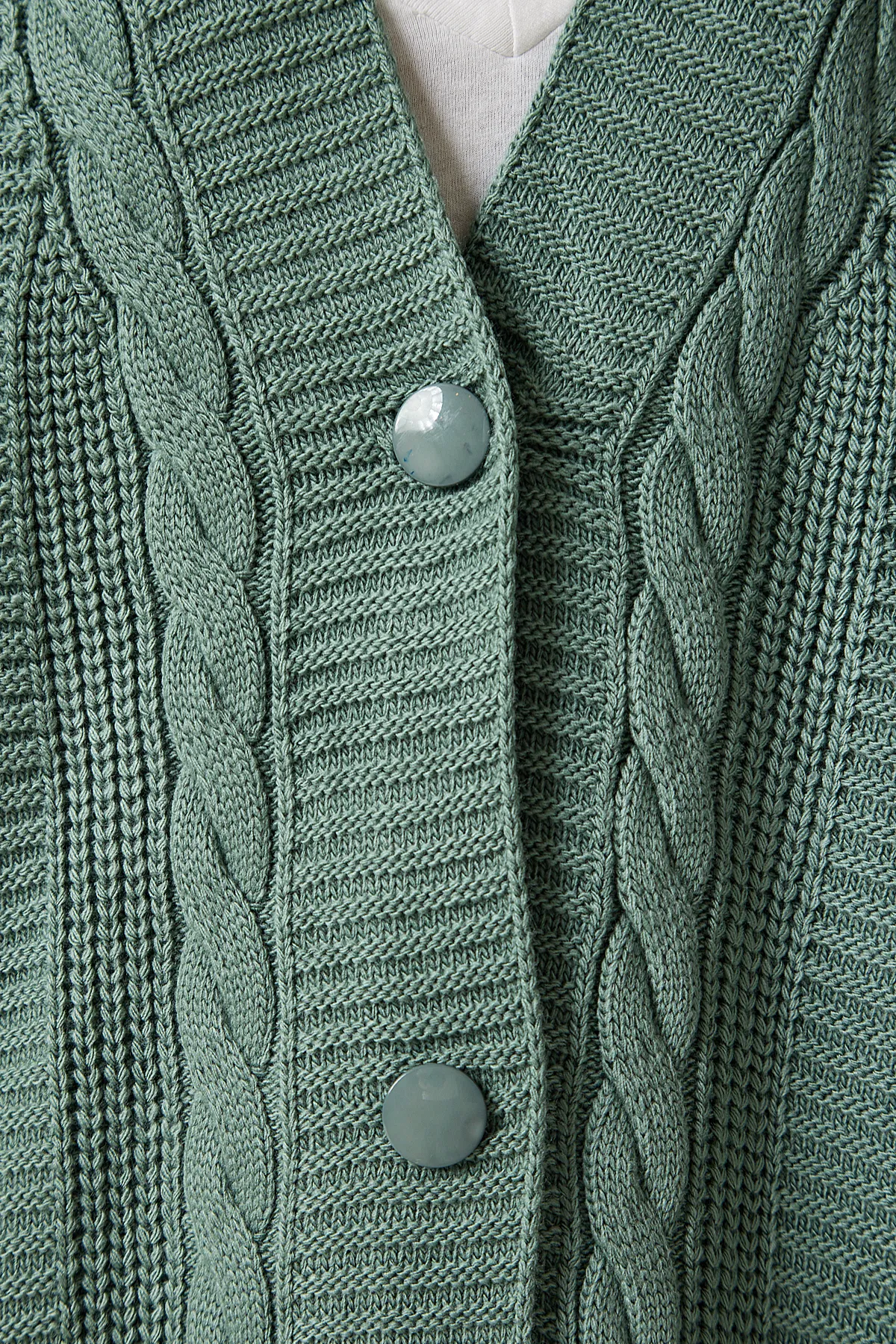 Happiness İstanbul  Grüner Oversize-Strick-Cardigan mit Ballonärmeln für Damen DD01033