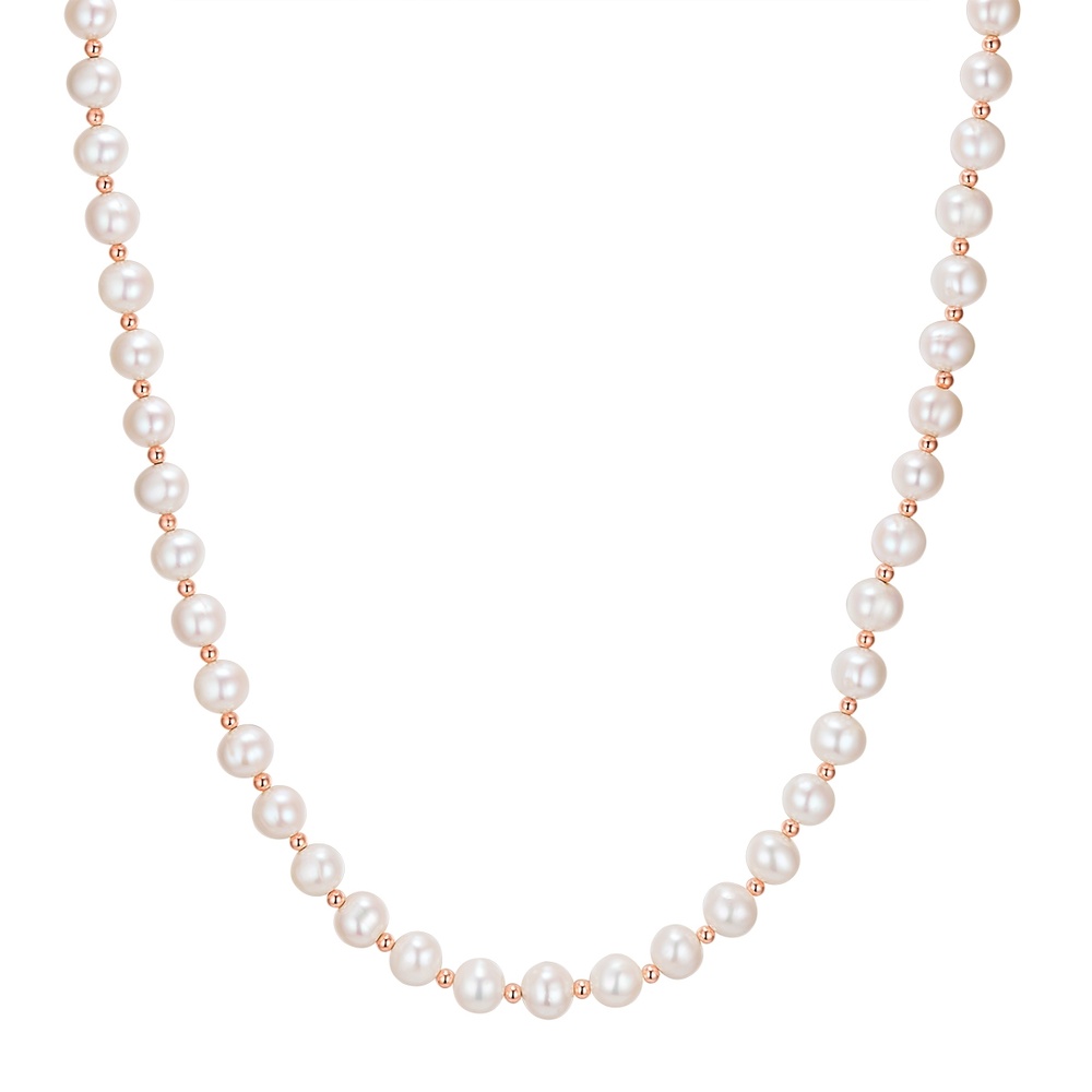 Valero Pearls Chaîne Argent sterling Perle de culture d'eau douce en Or rose collier
