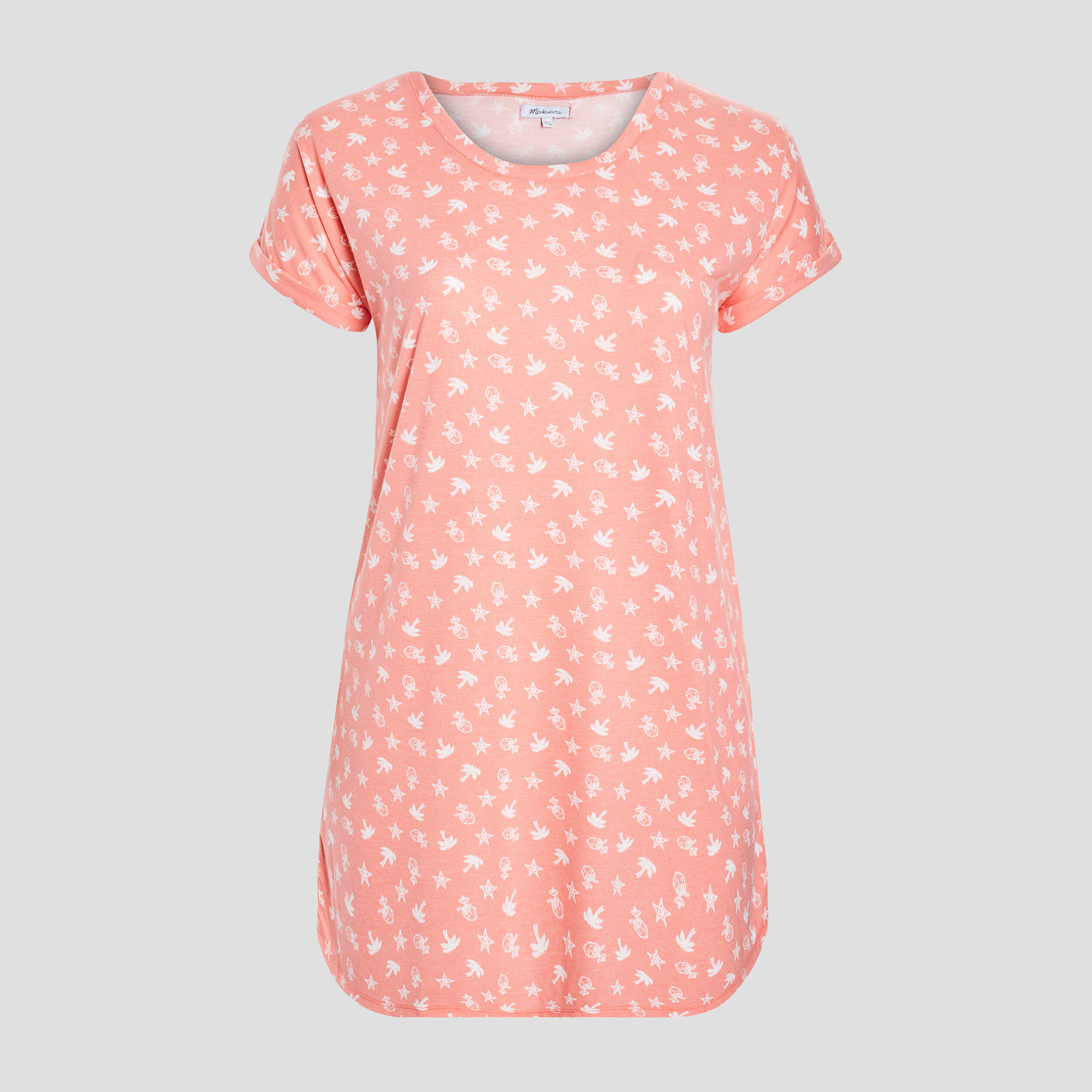 Chemise de nuit manches courtes orange corail femme grande taille | La Halle