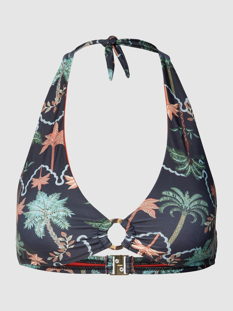 Bikini-Oberteil mit Allover-Muster in schwarz