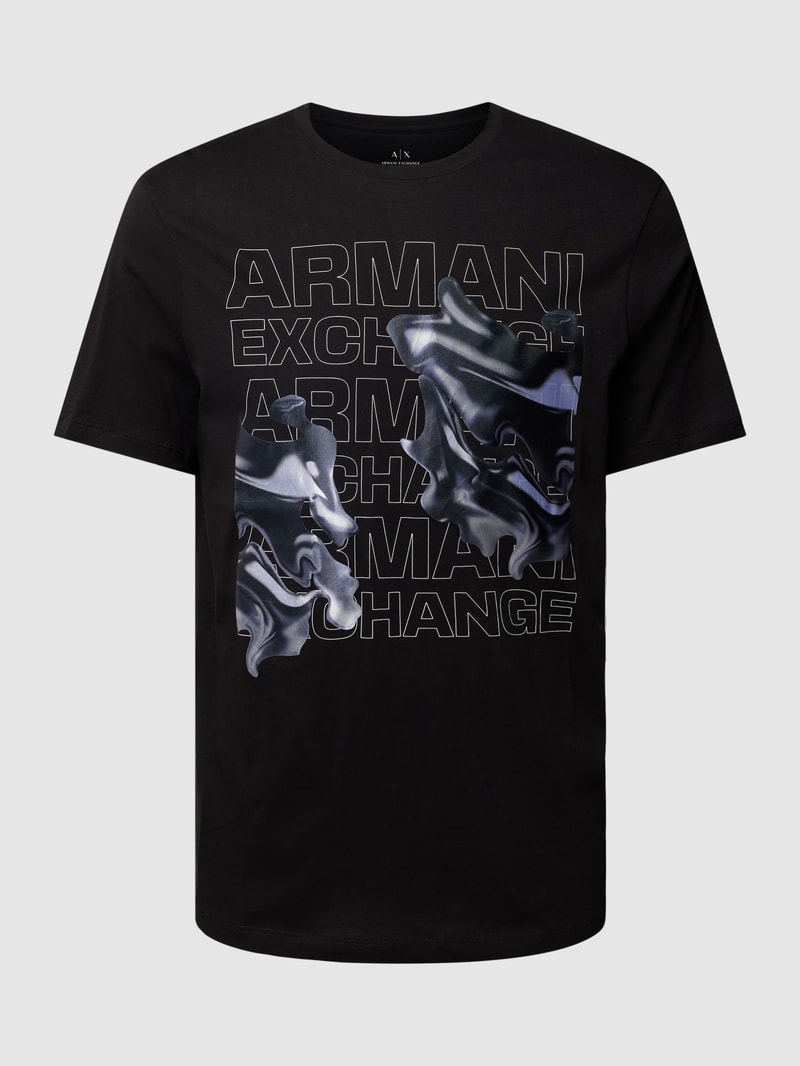 T-Shirt mit Label-Motiv-Print Modell 'Watercapsule' in schwarz