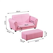 HOMCOM Kindersessel mit Fußhocker, Kindercouch mit Hocker, Kindersofa, Sofa Sessel, Rosa 83 x 42 x 41 cm