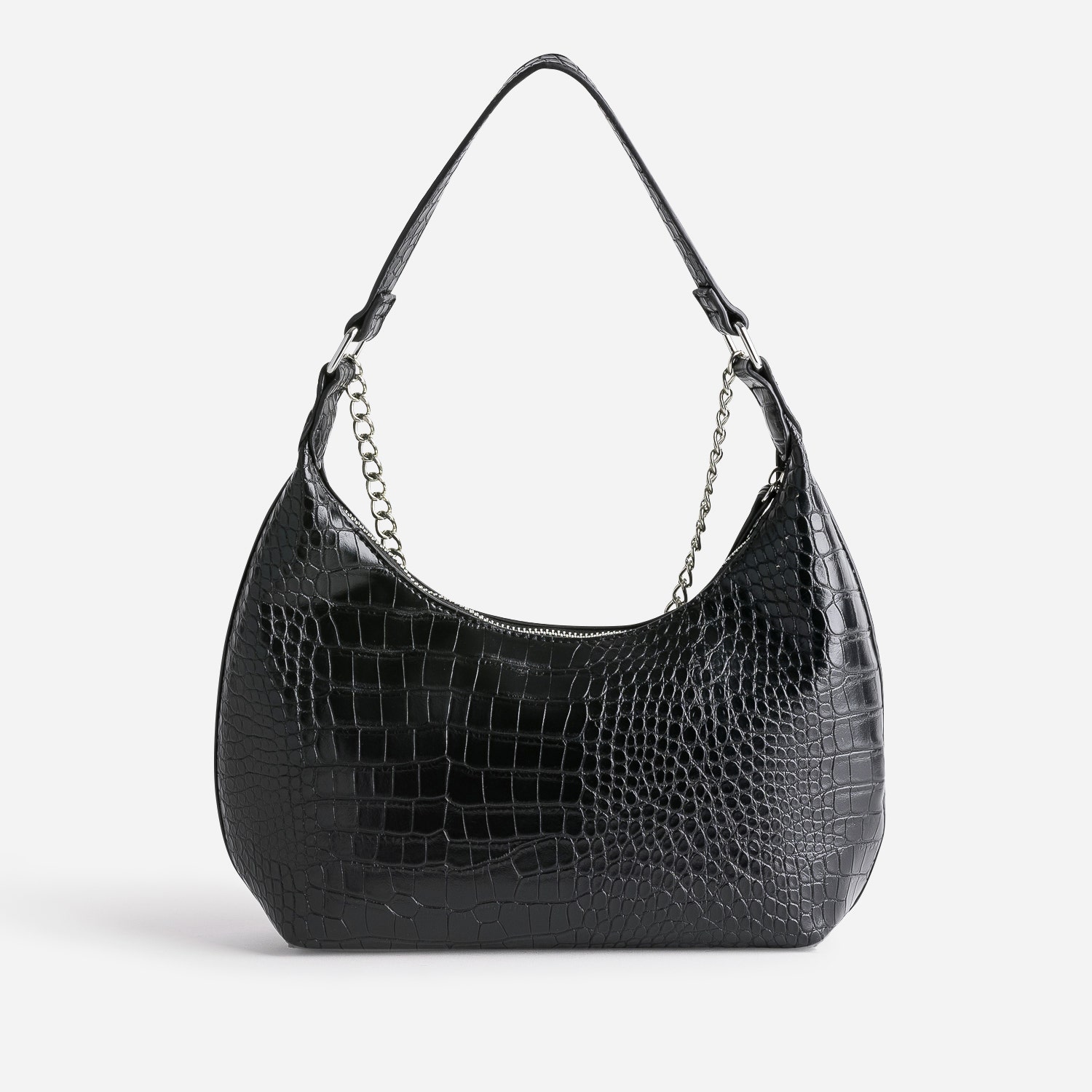 Sac à main TEXTO noir embossé effet croco