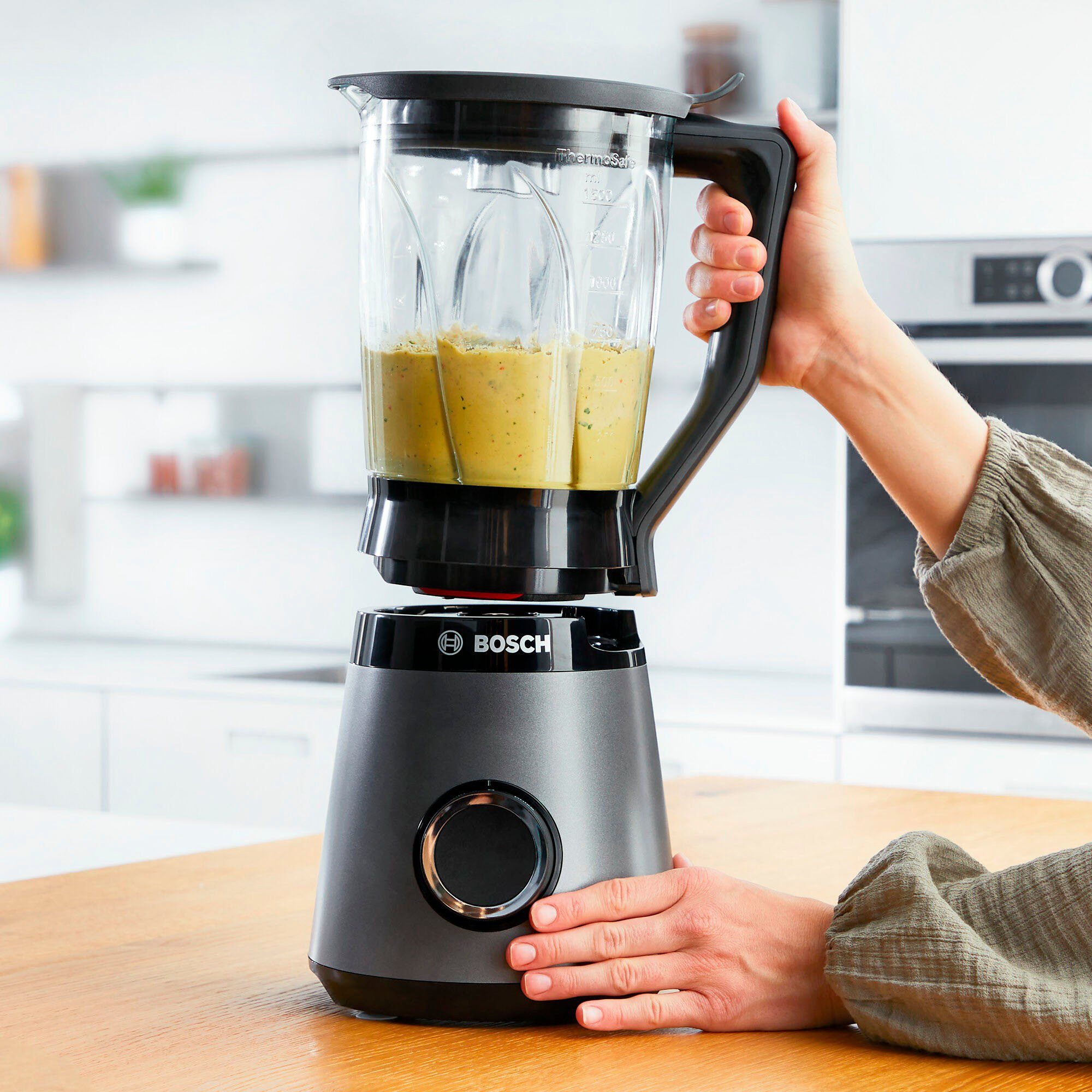 BOSCH Standmixer MMB6174SN VitaPower, 1200 W, 30.000 U/Min,ThermoSafe Glasbehälter 1,5L,inkl. Stößel+Flasche 0,6L