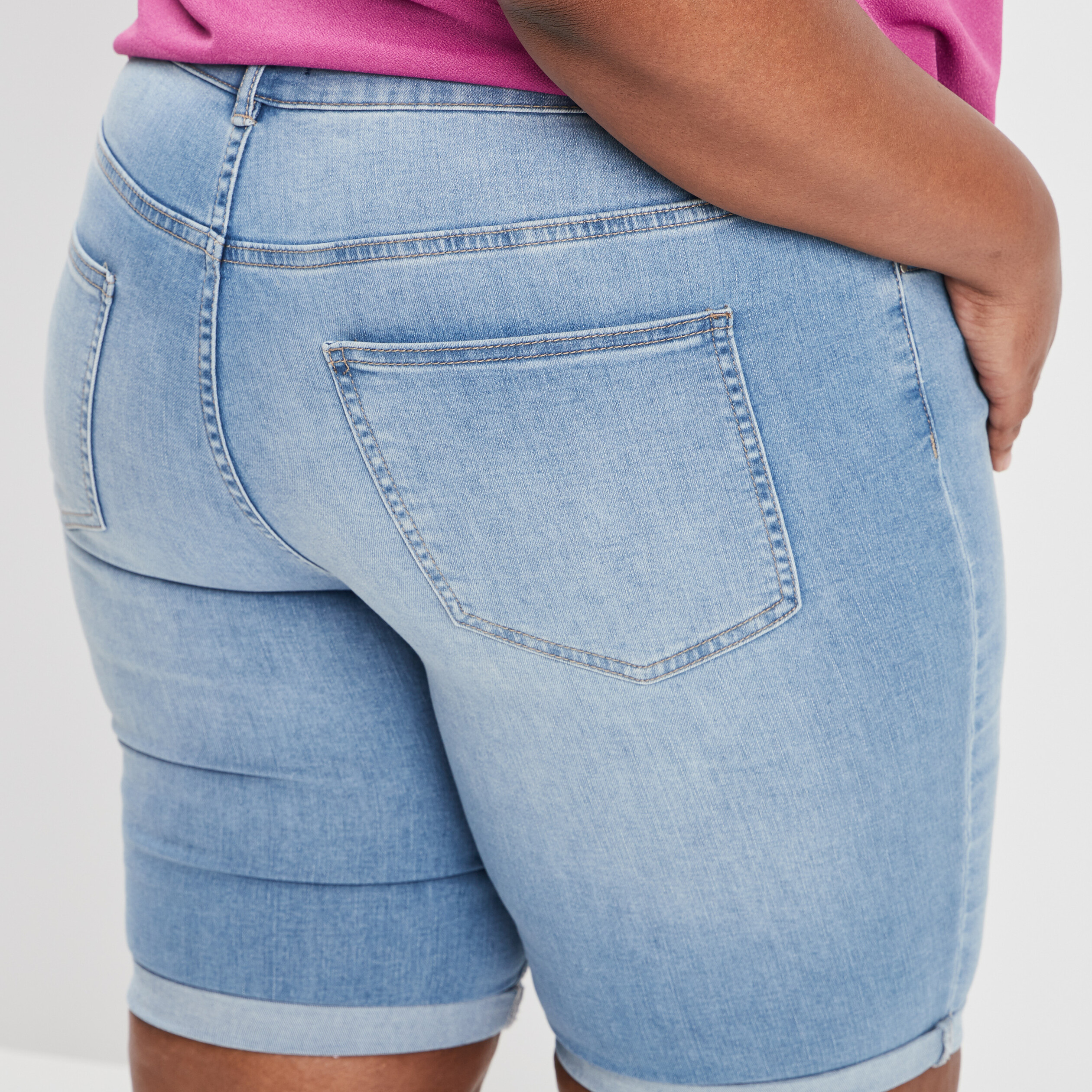 Bermuda straight en jean denim double stone femme grande taille | La Halle