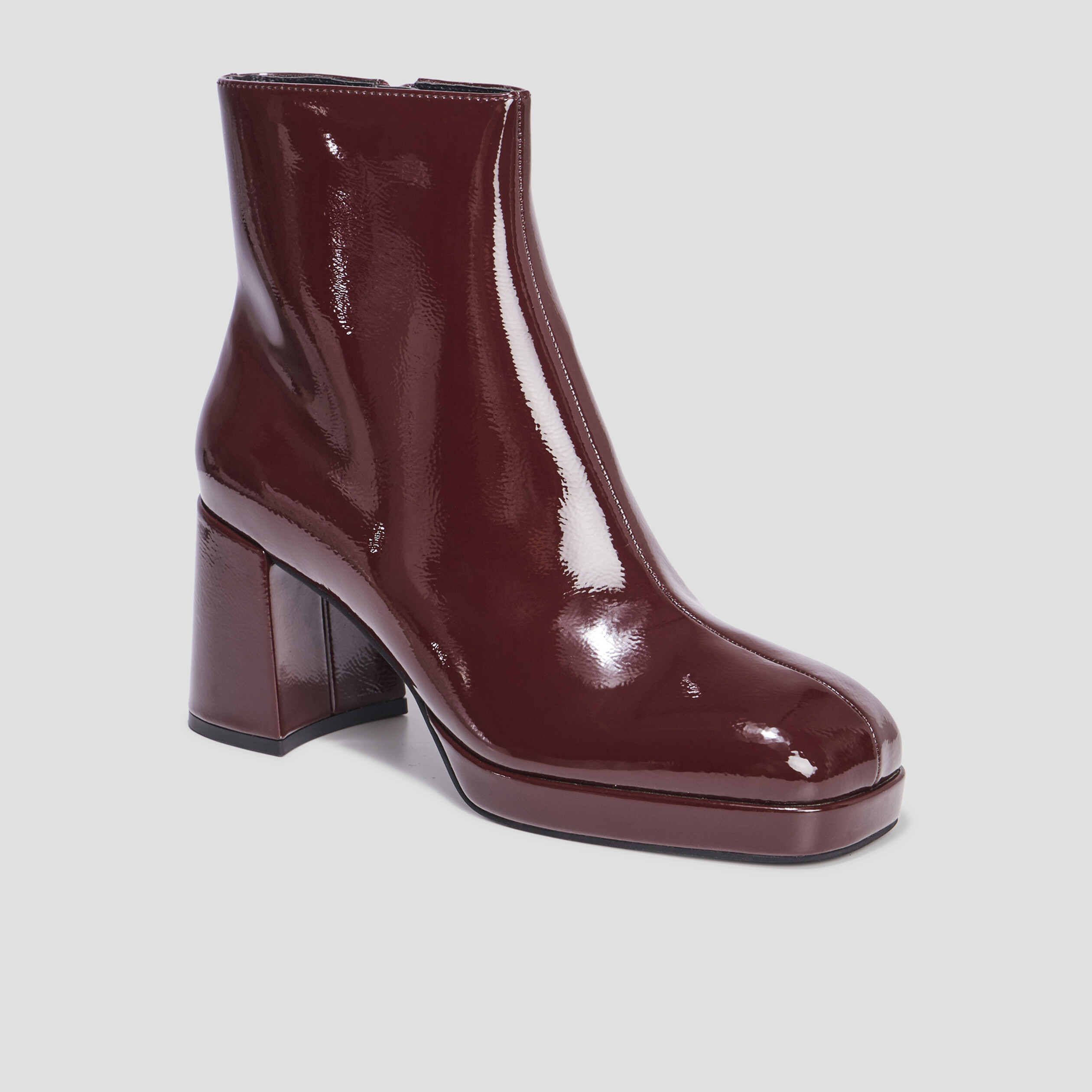 Bottines plateformes vernies à talons bordeaux femme | La Halle