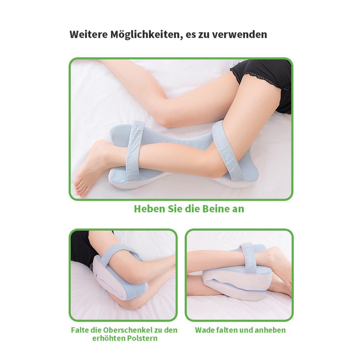 götäzer Kniekissen Beine aus Memory-Schaum 53×23×8cm, Multifunktionales Kniekissen mit doppeltem Verwendungszweck