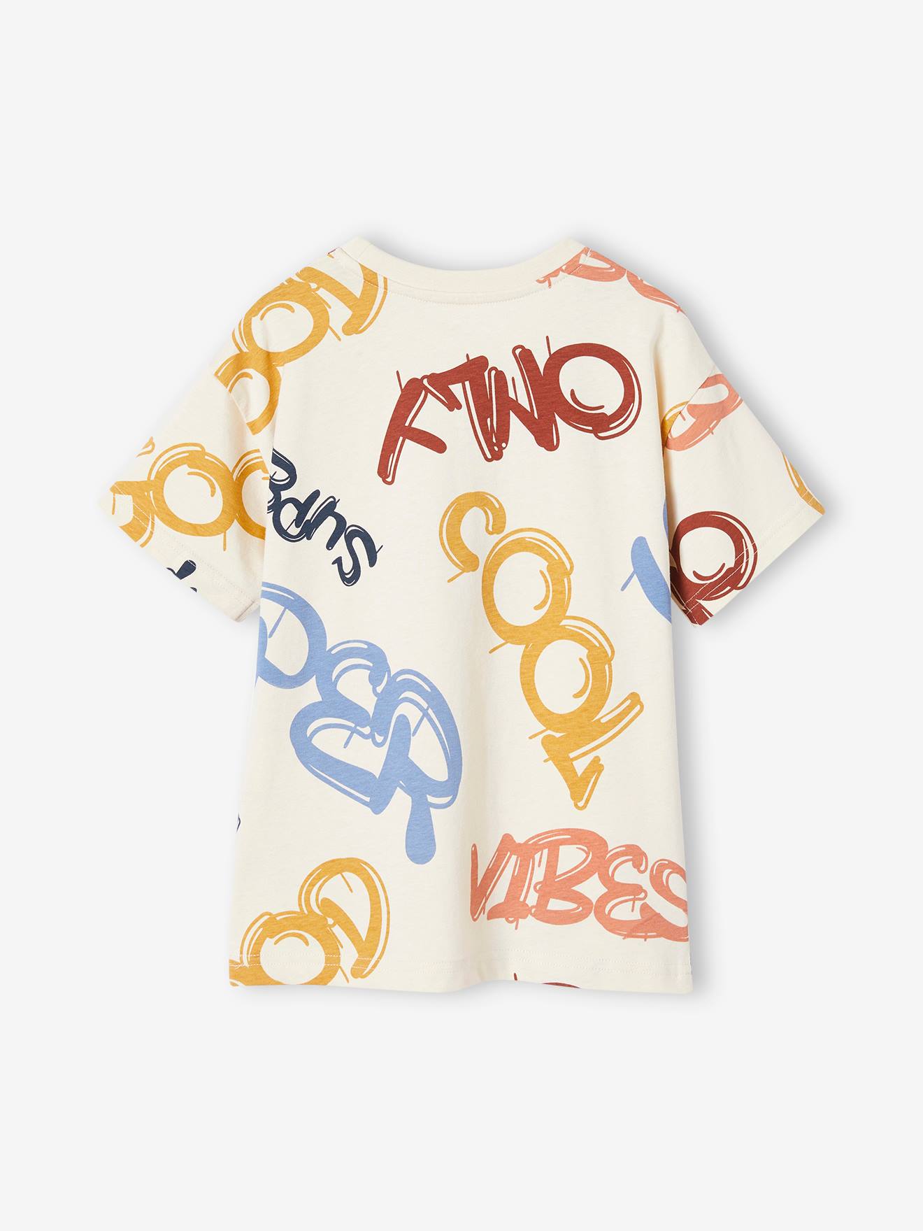 Vertbaudet Jungen T-Shirt, Graffiti-Motive - wollweiß