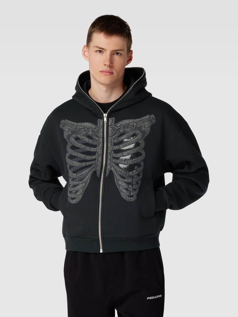 Sweatjacke mit Motiv-Print Modell 'JORHEART' in schwarz