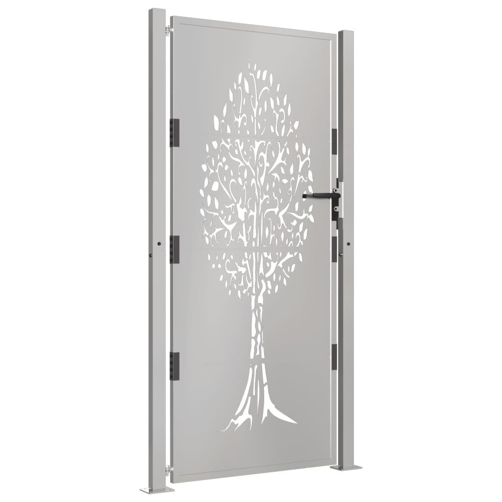 vidaXL Gartentor Gartentor 105x180 cm Cortenstahl Baum-Design