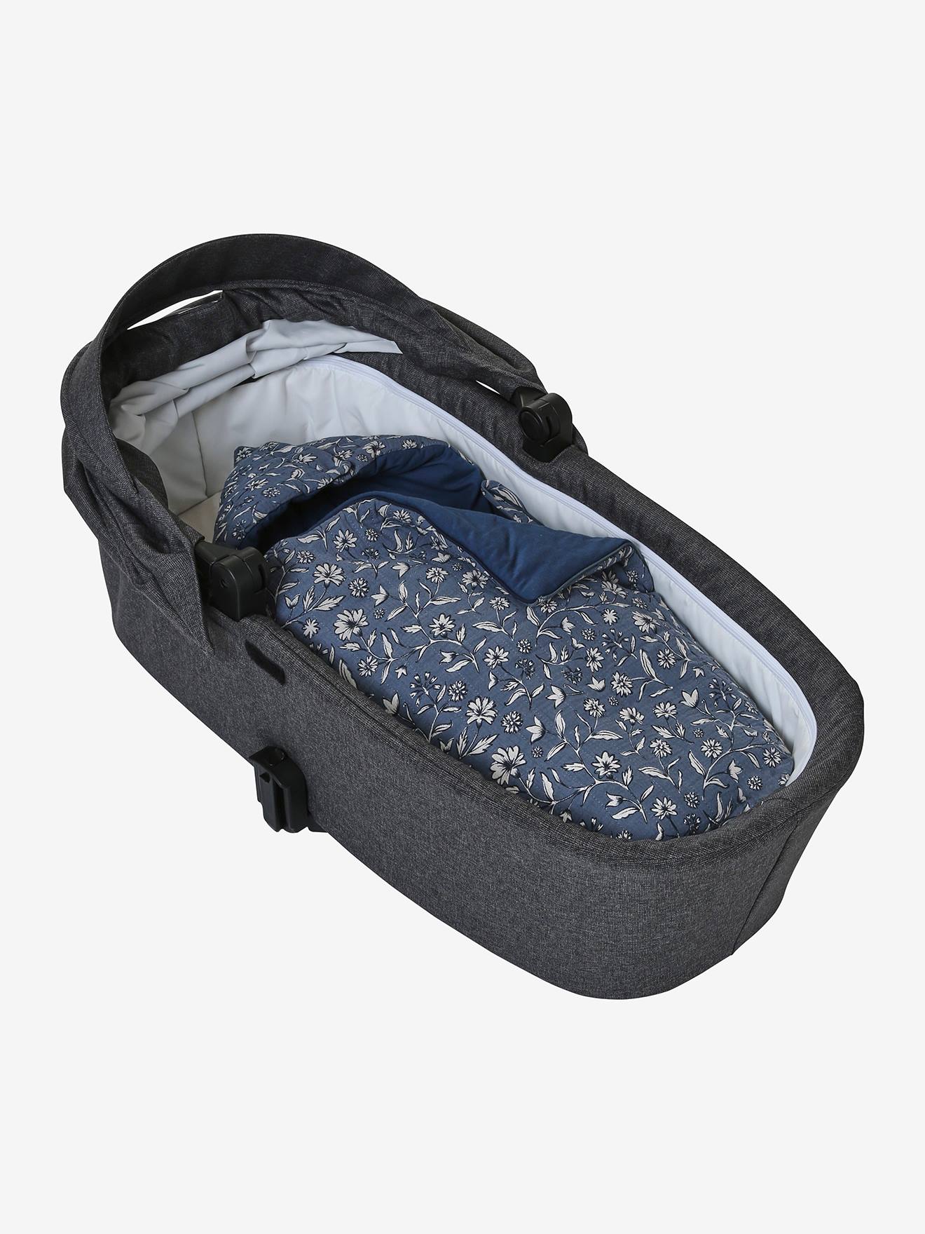 Vertbaudet Baby Ausfahrsack, Musselin Oeko-Tex, personalisierbar - blau indien blume
