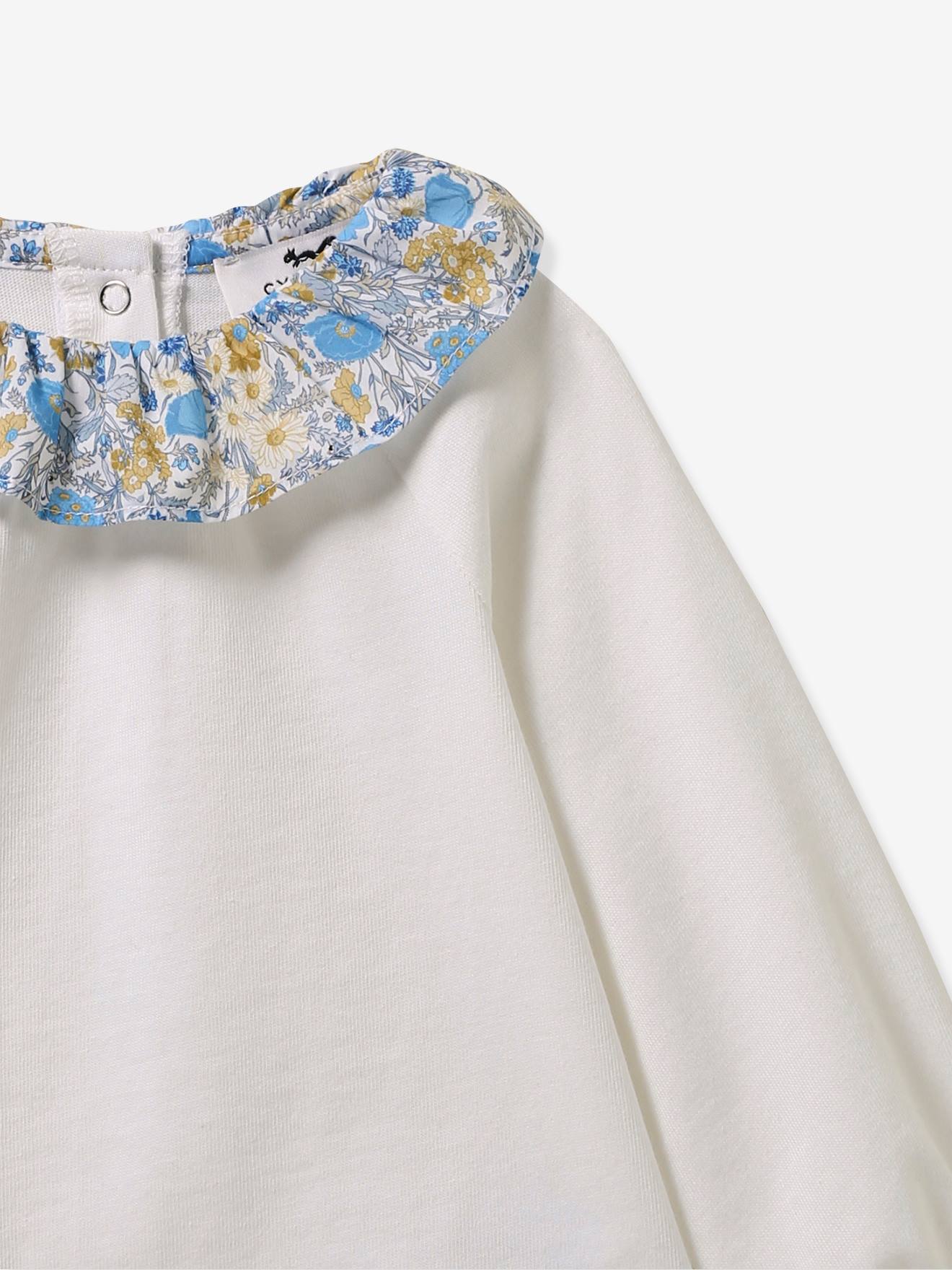 Cyrillus Baby Shirt mit Liberty-Kragen CYRILLUS, Bio-Baumwolle - blau