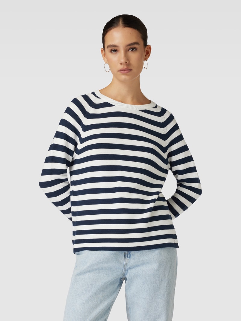 Strickpullover mit Streifenmuster in offwhite
