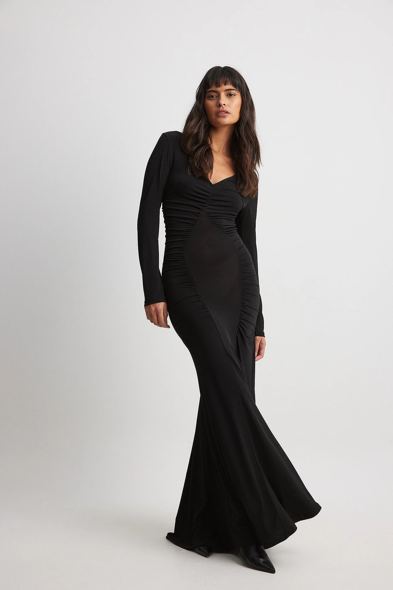 Drapiertes Jersey-Maxikleid