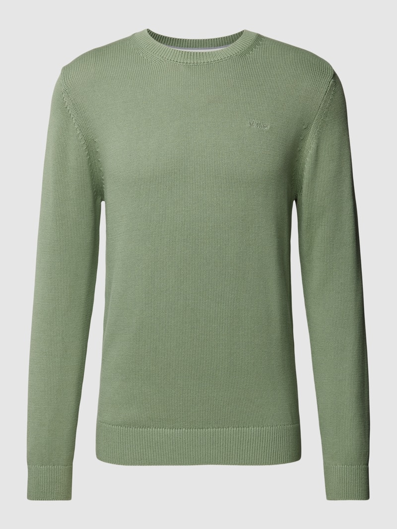 Strickpullover mit Label-Stitching in lindgrün