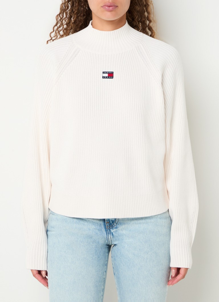 Pulover tricotat cu nervuri și logo Tommy Hilfiger