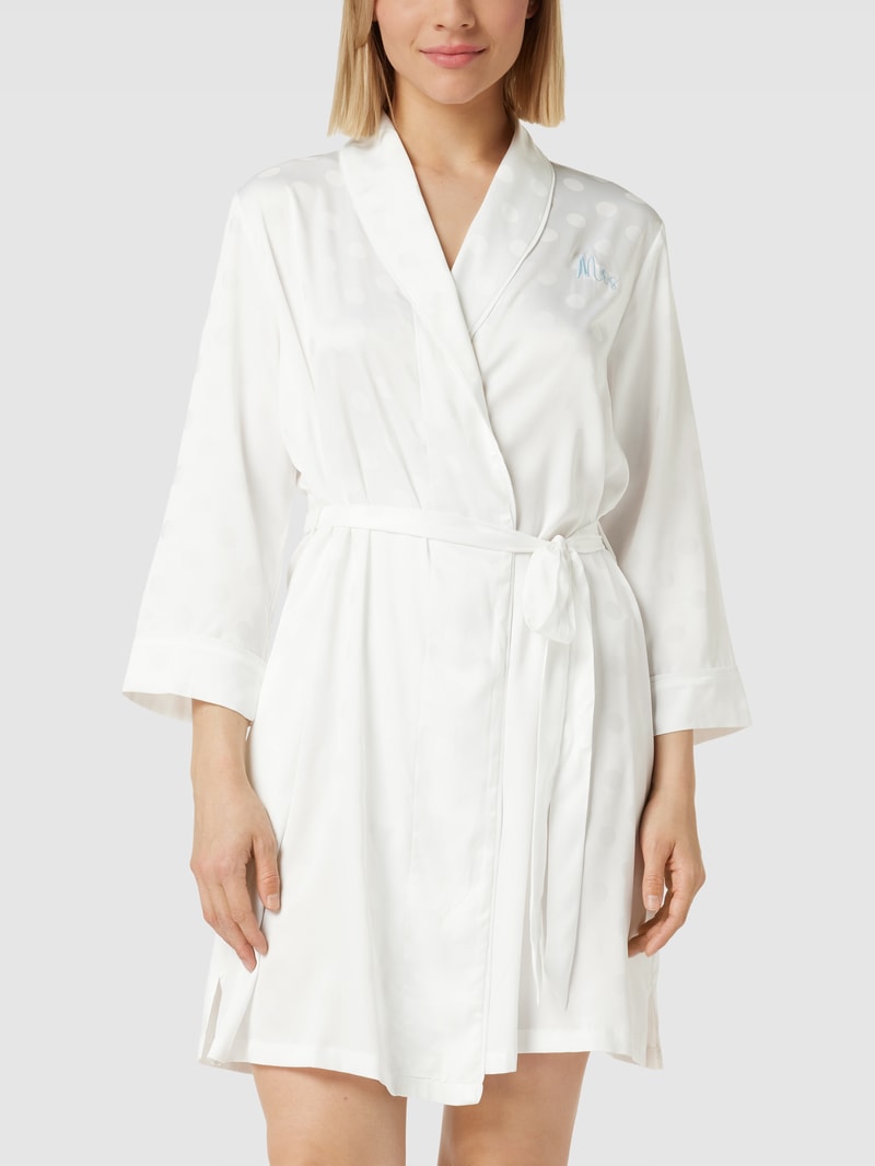 Morgenmantel mit Taillengürtel Modell 'JACQUARD' in offwhite
