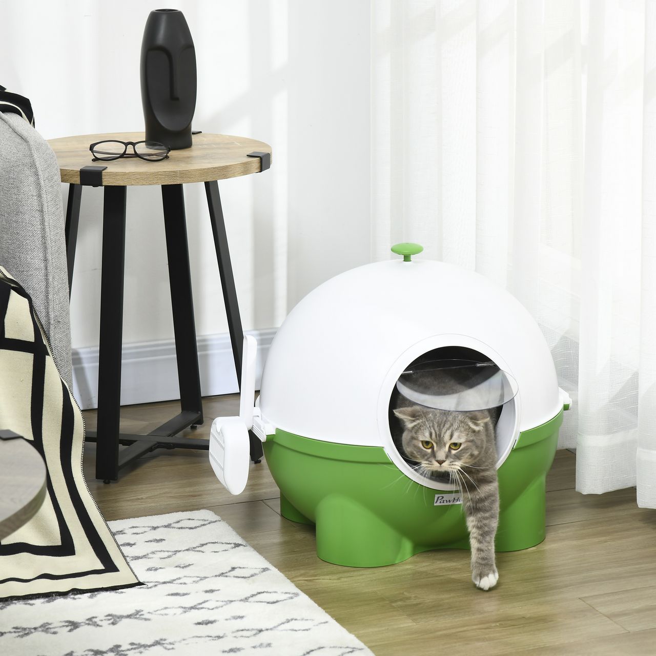 PawHut Katzenklo, Katzentoilette mit Deckel, Schaufel, für Katzen bis 4 kg