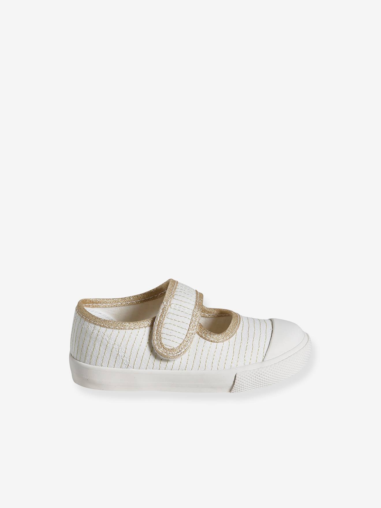 Vertbaudet Baby Stoffschuhe mit Klett - beige bedruckt