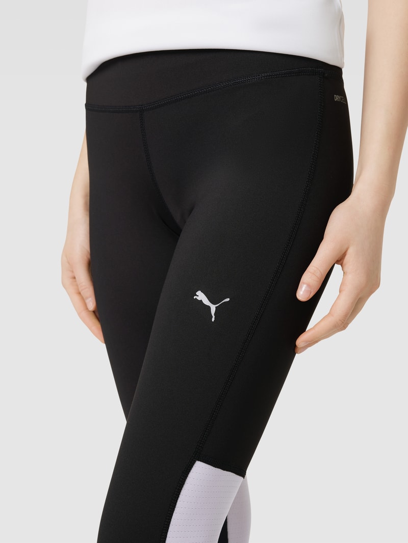 Leggings mit Label-Print in schwarz