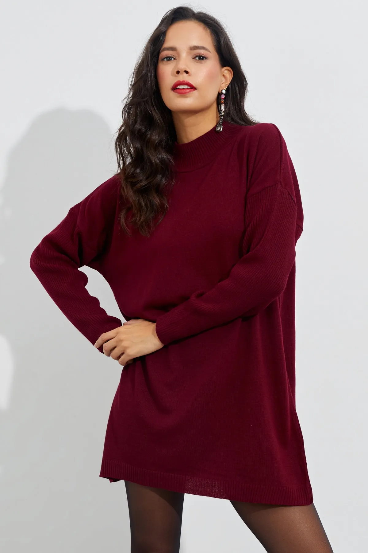 Cool & Sexy  Kastanienbraune Stricktunika für Damen YV110