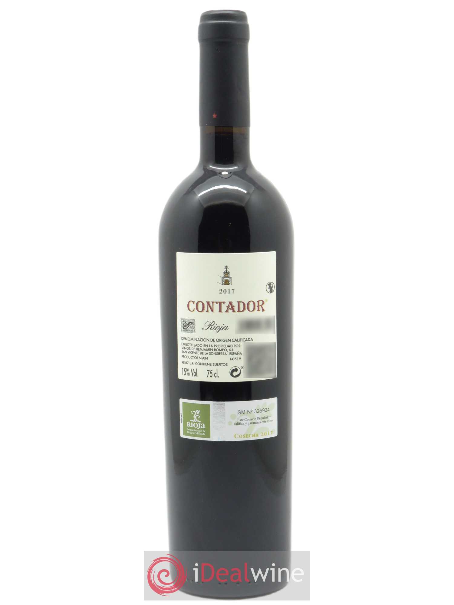 Rioja DOCa Bodega Contador DOCa Contador Benjamin Romeo  2017 - Lot de 1 Bouteille