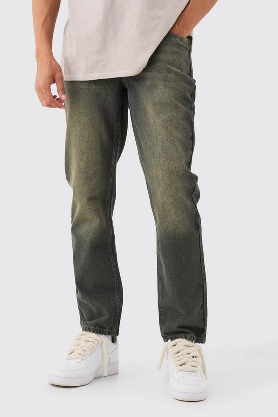 Graue Jeans mit geradem Bein