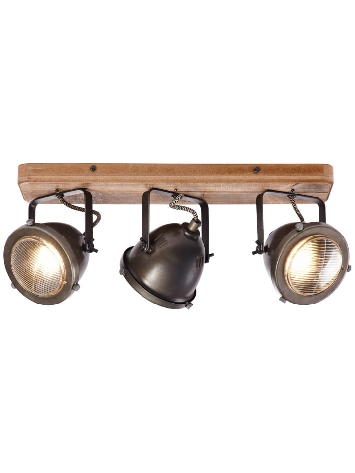 Brilliant Spotbalken, 3-flammig Carmen Wood 18,5x43x11,5 cm in burned steel/holz günstig kaufen onesize