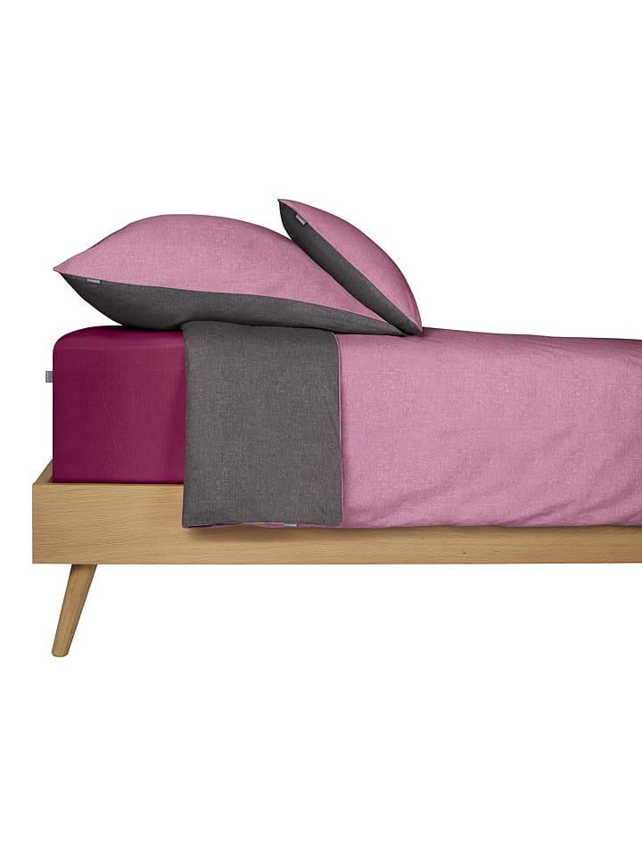 Schiesser Feinbiber-Bettwäsche-Set in Rosa/ Grau günstig kaufen