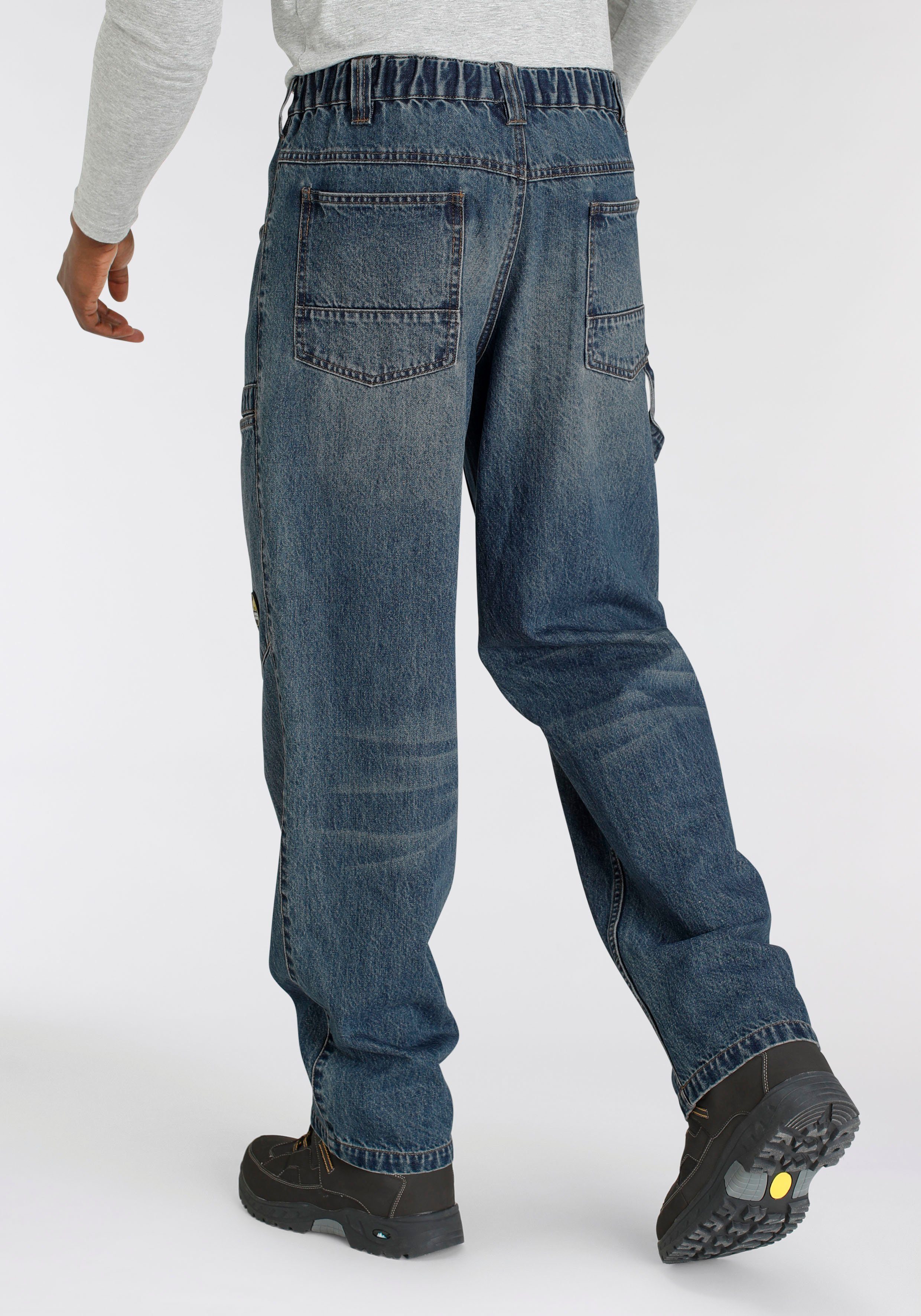 Northern Country Arbeitshose Cargo Jeans (aus 100% Baumwolle, robuster Jeansstoff, comfort fit) mit dehnbarem Bund, mit 6 praktischen Taschen