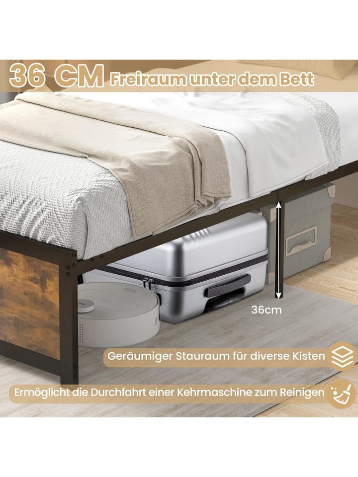 COSTWAY Bettgestell 90 x 200 cm in Braun günstig kaufen onesize