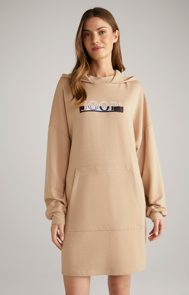 Loungewear Hoodie-Kleid in Beige