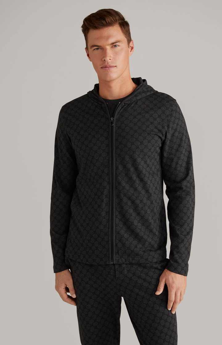 Loungewear Sweatjacke in Anthrazit meliert