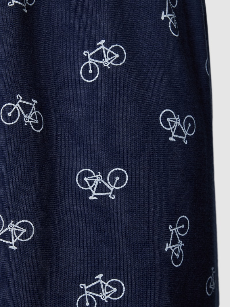 Pyjama-Shorts mit Allover-Muster in dunkelblau