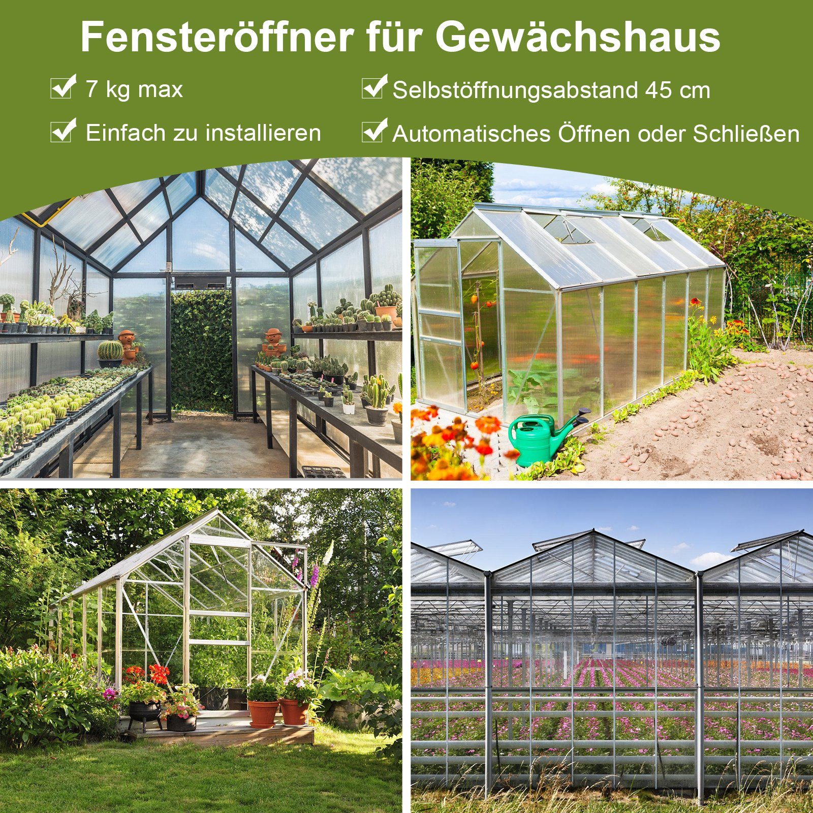 TolleTour Gewächshaus Automatischer Fensteröffner für Gewächshaus, bis ca.7 kg