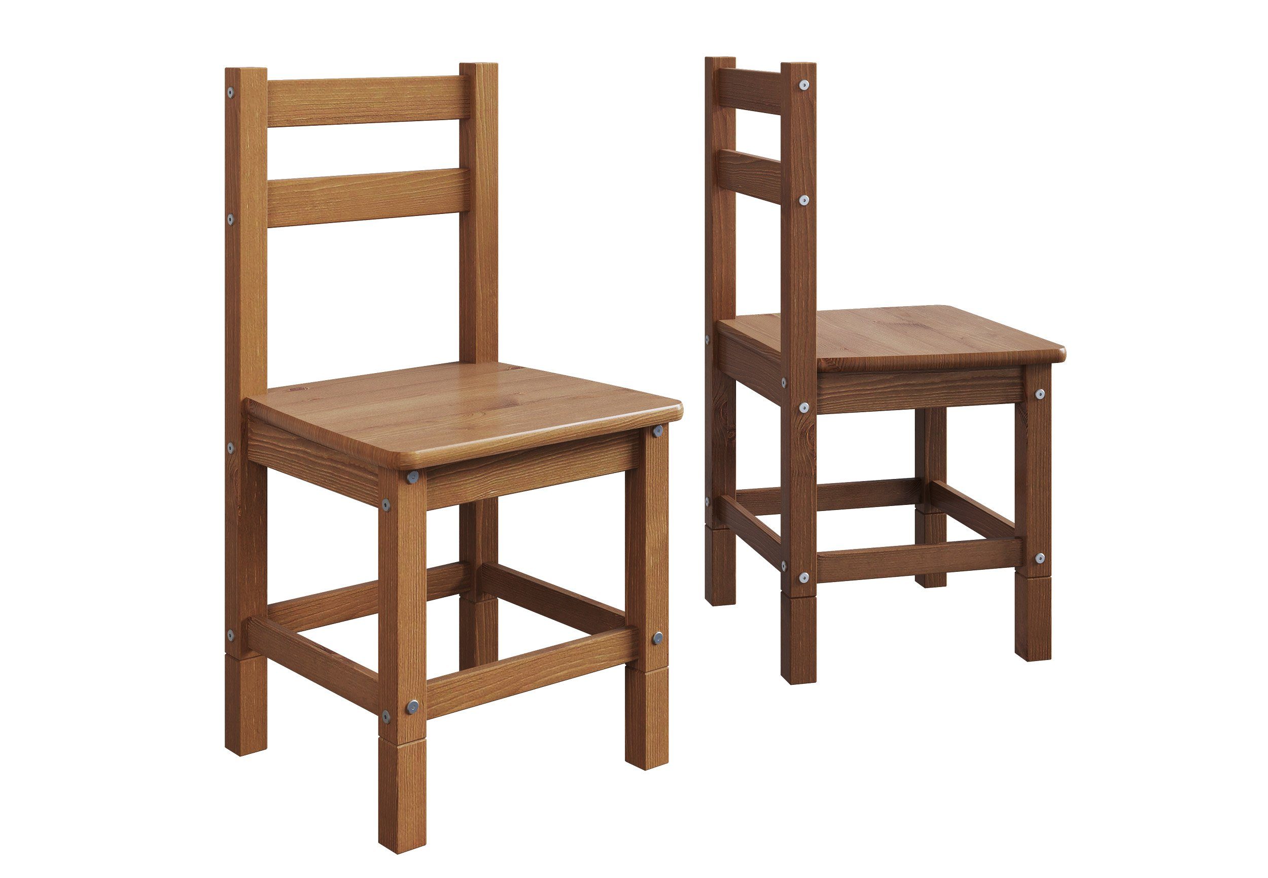 Home affaire Essgruppe Rauna, (Set, 5-tlg., 1 Tisch, 4 Stühle), Aus massiver Kiefer, 5-teiliges Set