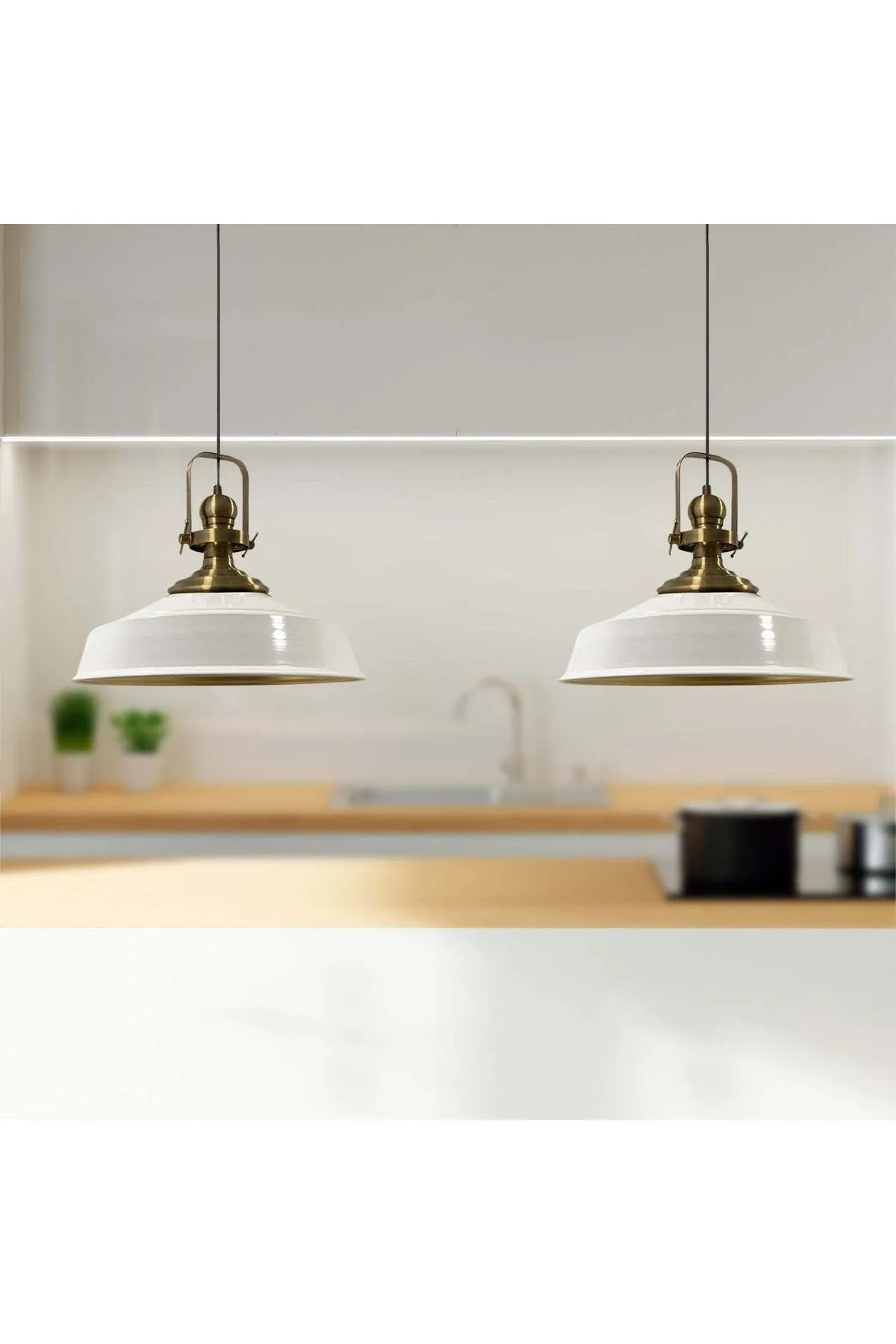 Bamyum  Pendelleuchte Asletl, 2-flammig Metall 41 cm, Weiß Lampe