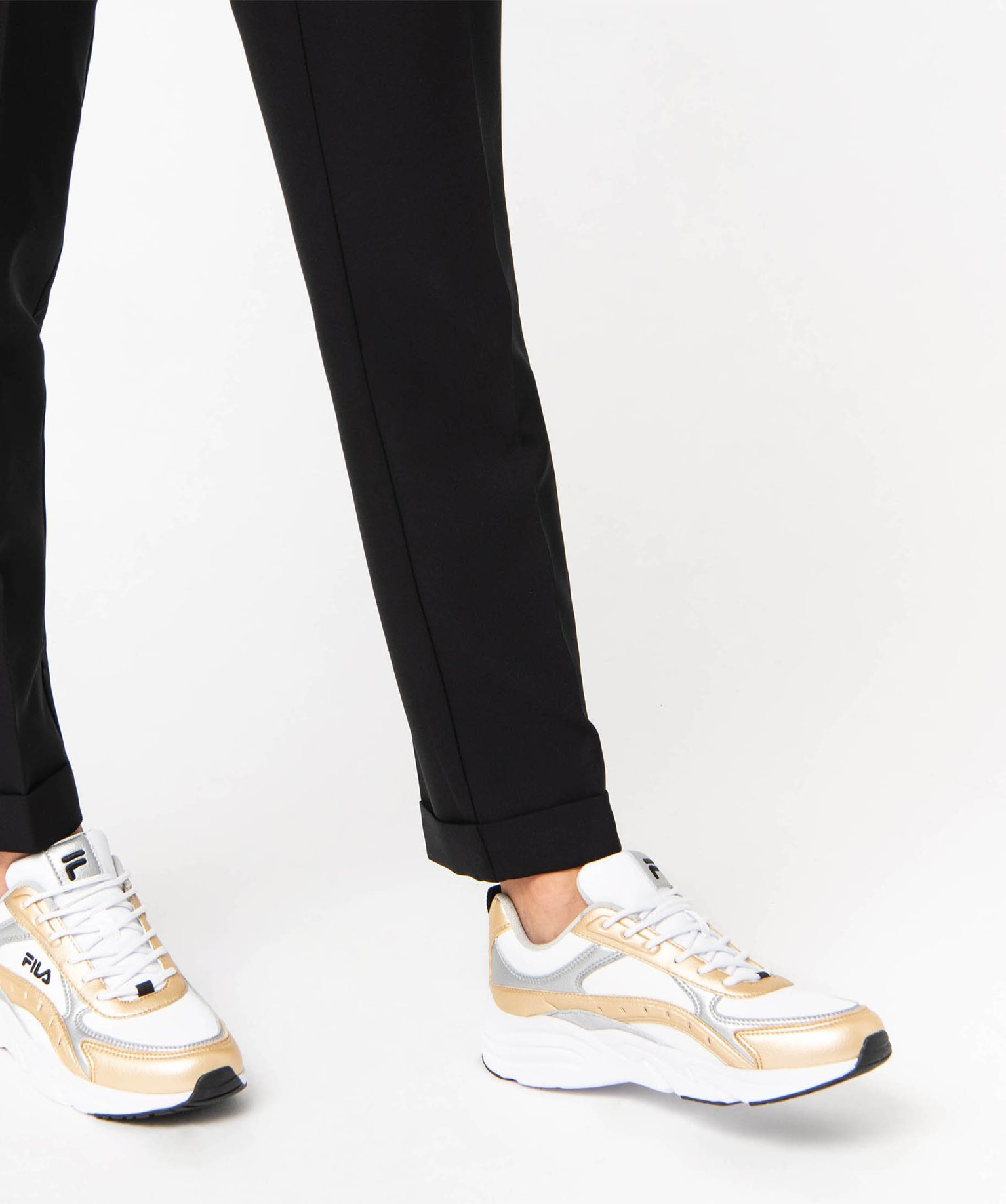 Baskets femmes à lacets avec contrastes métallisés - Fila blanc | GEMO