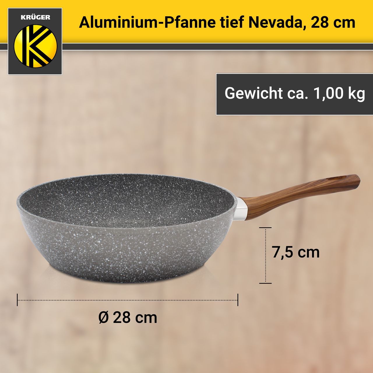 Karl Krüger Aluminium Pfanne NEVADA tief, 28 cm