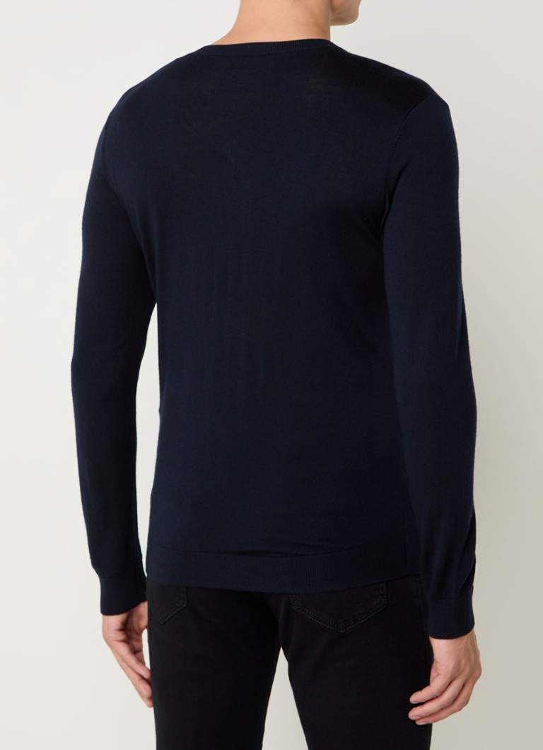 Boggi Milano Fine-knit wool pullover with V-neck
