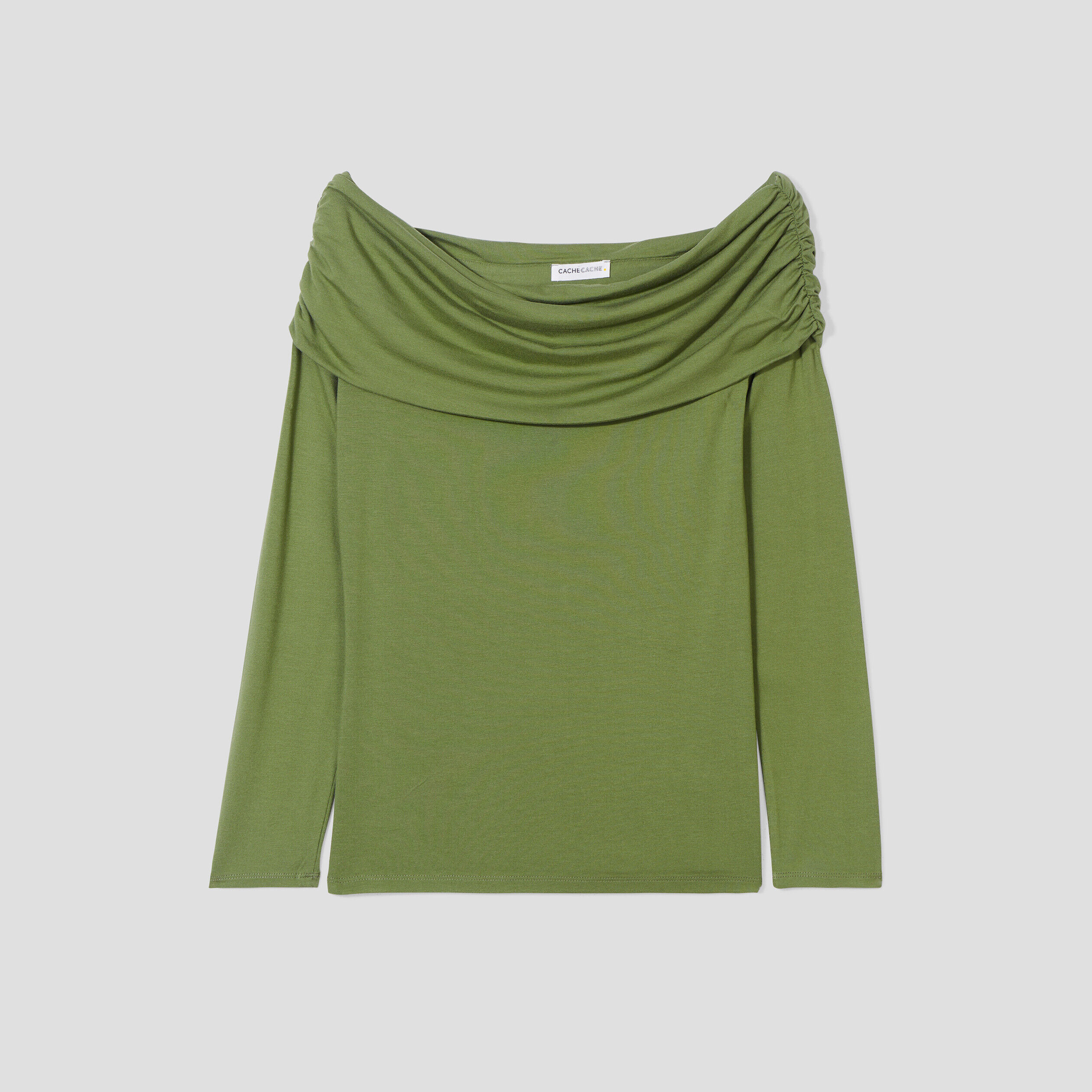 T-shirt col bardot vert femme | Cache Cache