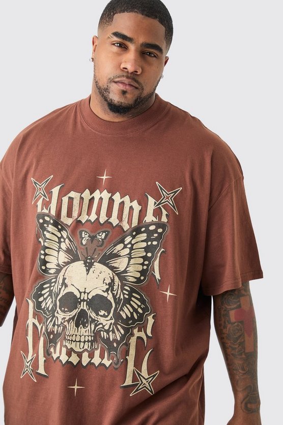 Plus Oversize T-Shirt mit Homme Totenkopf Print